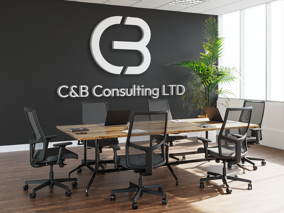 C&B Consulting modern office space with branded signage